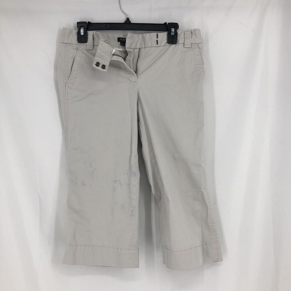 J CREW Favorite Fit Capri Pants Womens Size 6 Stretch Cropped Beige Khaki